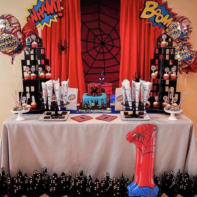 40 Inch Giant Spider Theme Number Foil Balloons Large Number 1 Balloons Kids Party Balloons Birthday Party Decorations Supplies Number 0-9 Available for Kids' Birthday Anniversary Party