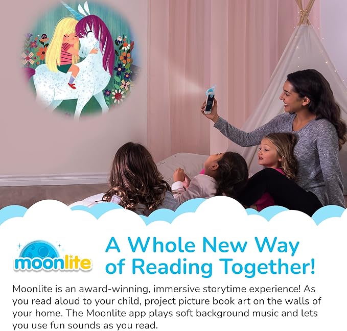 Moonlite Storytime 2-Story Bundle, Requires Moonlite Projector (Sold Separately), Uni The Unicorn Stories, Vibrant Storybook Art Projections with Sound Effects & Music