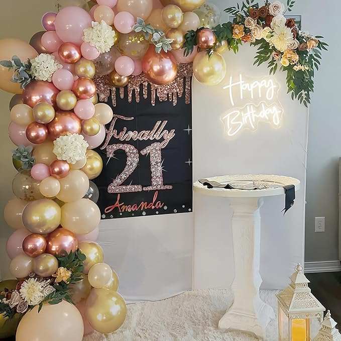 Rose Gold and Pink Balloons, 60PCS Baby Pink Apricot Ivory White Balloon 12Inch Metallic Chrome Gold Rose Gold Balloon Beige Blush Nude Balloon for Boho Wedding Bridal Baby Shower Birthday Decorations