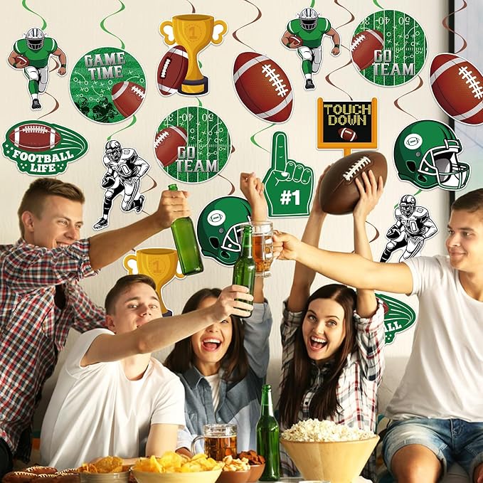 40Pcs Football Hanging Swirl Decorations, Football Party Ceiling Hanging Swirls Super Bowl Game Swirls Streamers for Sports Birthday Super Bowl Game Day Tailgate Party Decor Supplie