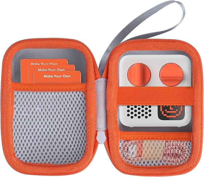 Hard Case Compatible with Yoto Mini Kids Audio Music Player Children Speaker Plays Audiobook Cards Radio (Off White + Orange Case)