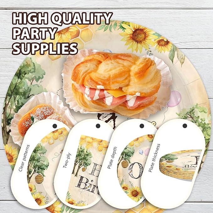 96Pcs Classic Bear 1st Birthday Decorations Watercolor Bear Plates and Napkins Cartoon Theme First Birthday Decoration Favors for Kids One Year Old Bday Baby Shower Party Supplies Serves 24