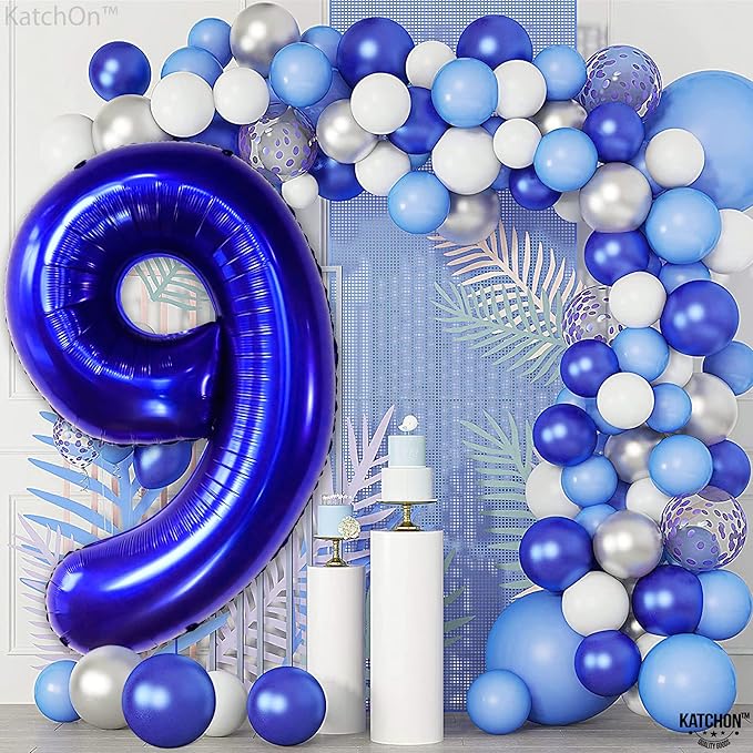 KatchOn, Giant Royal Blue Number 9 Balloon - 40 Inch | Foil 9 Birthday Balloon for 9th Birthday Decorations | 9th Anniversary Decoration | Royal Blue Party Decoration