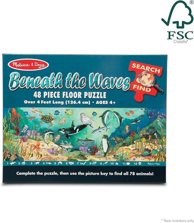 Melissa & Doug Search and Find Beneath The Waves Floor Puzzle (48 pcs, Over 4 feet Long) - FSC Certified