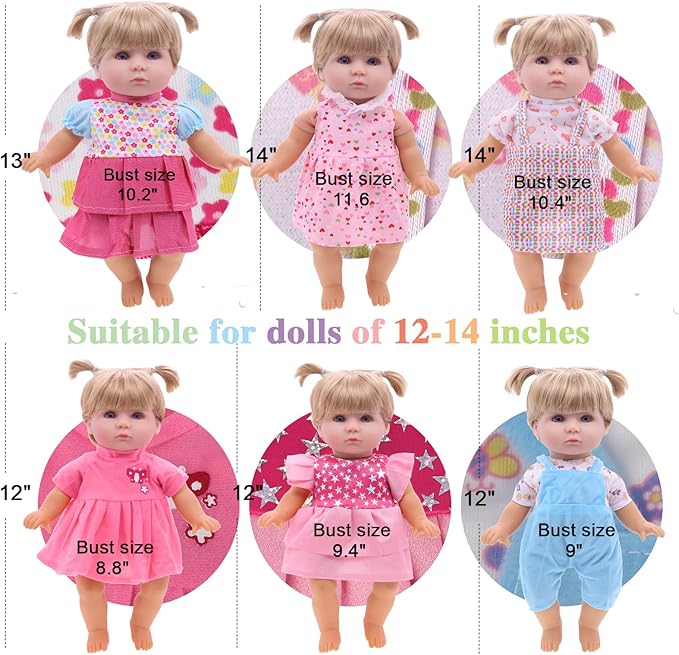 Alive Doll Clothes: 12 Sets Colorful Princess Dress, Romper, Sweater Costume & Accessories for 12-14 Inch Dolls - Perfect for Christmas & Birthday Gifts