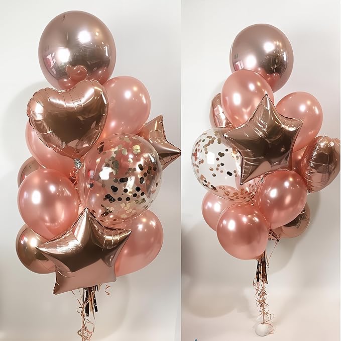 Rose Gold Balloons Garland Arch Kit 18 10 5 In Rose Gold Heart Foil Balloon Pearl White Chanmpagne Rosegold Confetti Balloons for Girls Women Mothers Day Bridal Baby Shower Birthday Party Decor