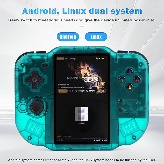 MagicX Zero 40 Retro Handheld Game Console , 3.4 Inch IPS Screen Linux System Sunken Dual Joystick Built-in 64G TF Card Handheld Emulator Support 4.2G WiFi Bluetooth TV Output(Green)
