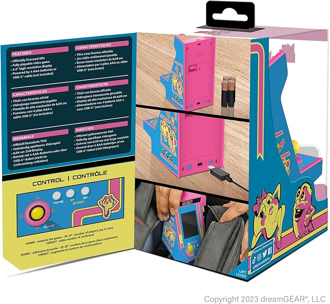 My Arcade Ms. Pac-Man Nano Player - 4.8" Mini Arcade, 2.4" Screen, Arcade Classics, Retro Consoles
