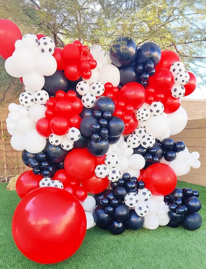 Soccer Balloons, 50Pcs Black and White Soccer Printed Balloons 12 Inch Latex Balloons for Boys Birthday Party, Game Day Decorations, Sports Theme Party Supplies