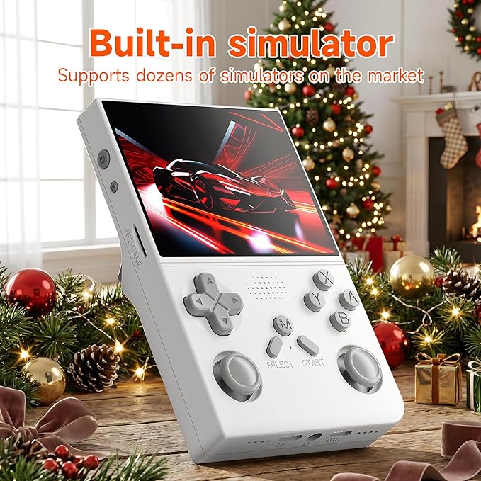 R40 Retro Handheld Game Console with Storage Case - Open Source System,3.5" IPS Screen, 18,000+ Classic Games, 128G TF Card, 3000mAh Battery, Portable Gaming Player for Travel, White