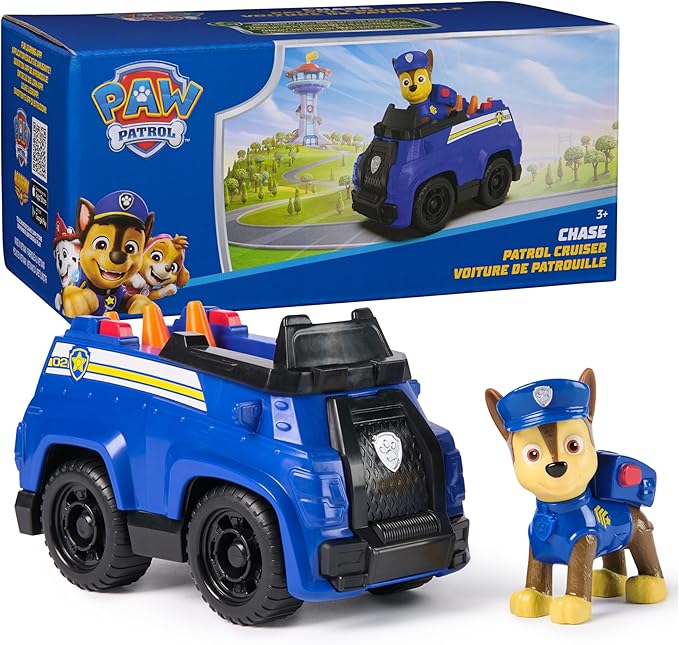 PAW Patrol, Chase’s Patrol Cruiser, Toy Car with Collectible Action Figure, Sustainably Minded Kids Toys for Boys & Girls Ages 3 and Up