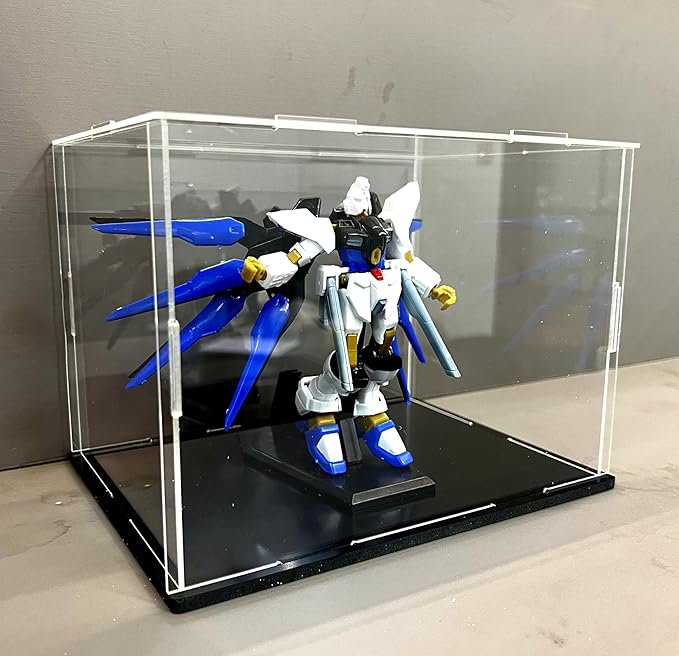 Clear Acrylic Display Case, Assemble Cube Display Box Stand with Black Base, Dustproof Protection Showcase for Collectibles Memorabilia Figurines (12*8*8inch;30*20*H20cm)