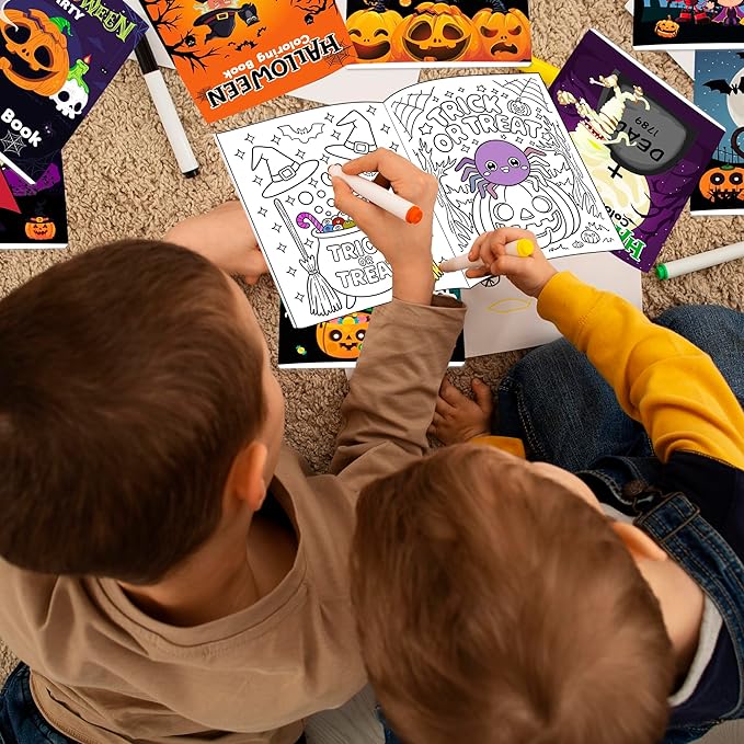 Lyosehy 24PCS Coloring Books Halloween Theme Party Favors Halloween Coloring Books Bulk Halloween Theme for Kids Home School Activity