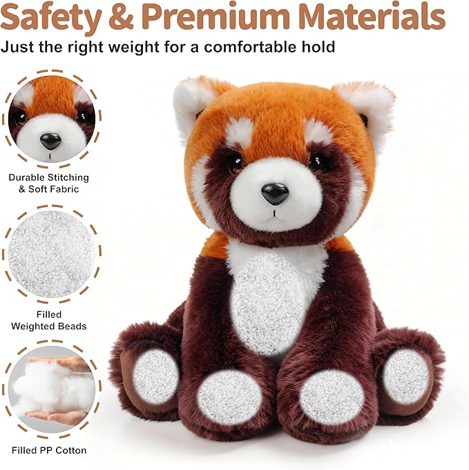OROZCOR Red Panda Plush, Cute Red Panda Stuffed Animal Toy 8.5 Inch,Soft Red Panda Plushies Gifts for Kids Girls Boys (Red Panda)
