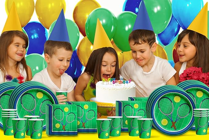 Tennis Birthday Party Supplies Set Plates Napkins Cups Tableware Kit for 16