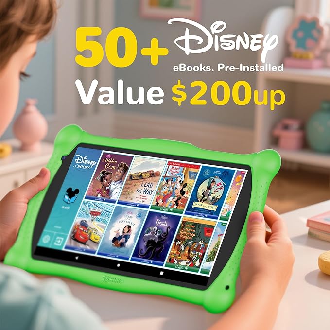 Contixo V10A 7" Kids HD Learning Tablet for Ages 3–7 with 32GB, Parental Controls, Kid-Proof Case, Stylus & 50+ Disney eBooks ($200 Value), Educational Games Included, Green
