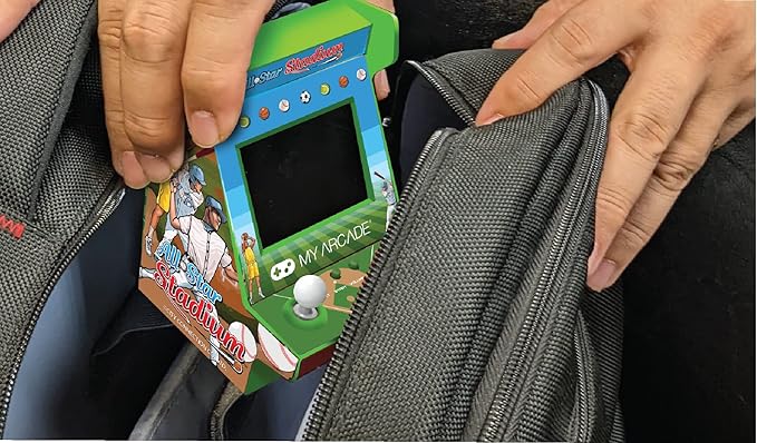 My Arcade All Star Stadium Nano Player- Portable Mini Arcade Machine with 207 Retro Games, 2.4" Screen, Green, Tiny Arcade