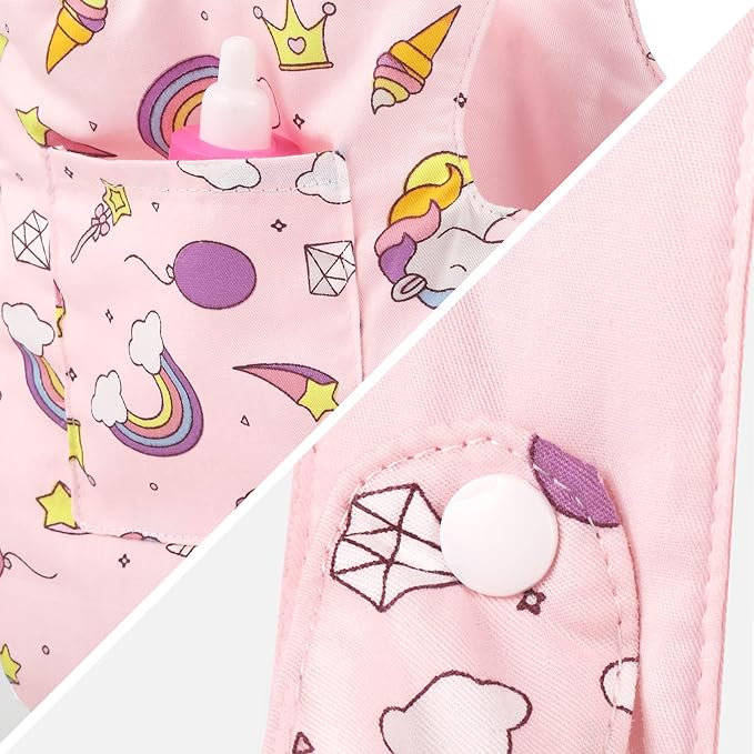 GAGAKU Doll Carrier Doll Accessories Stuffed Animal Carrier with Adjustable Straps for Kids – Pink (Stars)
