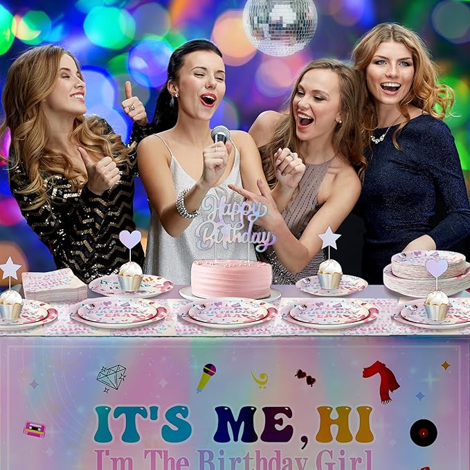180PCS Its Me Hi Im The Birthday Girl Its Me Party Supplies Serve 60, Music Paper Plates and Napkins Kit for Girl Birthday Party Decorations, Includes Dinner and Dessert Plates, Napkins