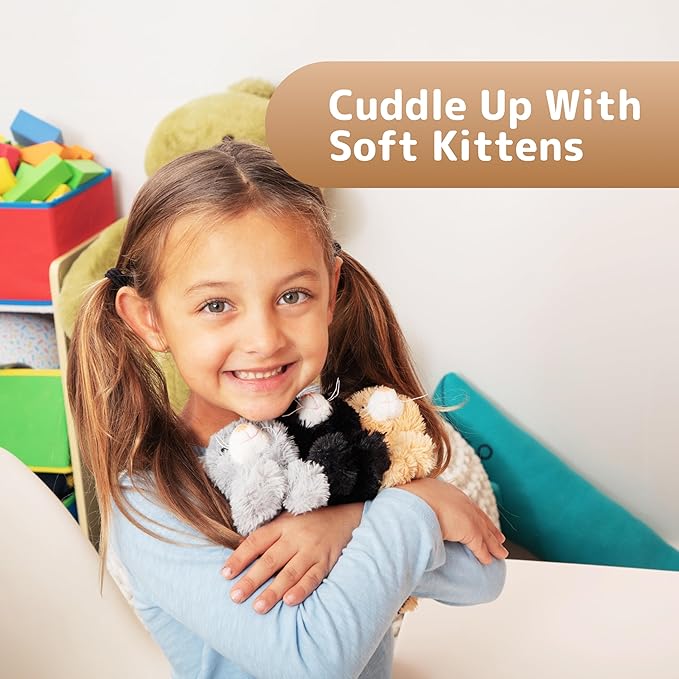 PREXTEX Realistic Looking Small Cat Stuffed Animal - 6 inch Stuffed Kittens with Lifelike Details - Plush Cat Set for Kids, Pet Toys, Home Decor, or Cat Lady Costume - Soft and Huggable - 6 Pack