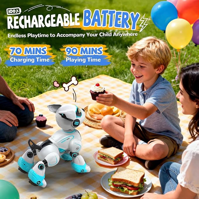 Robot Dog Toys for Kids, Remote Control Dog Robot, Voice & Touch Control, Programmable Interactive Robotic Puppy Toy, Sing, Dance, Rechargeable Robo Pet for Boys Girls Ideas