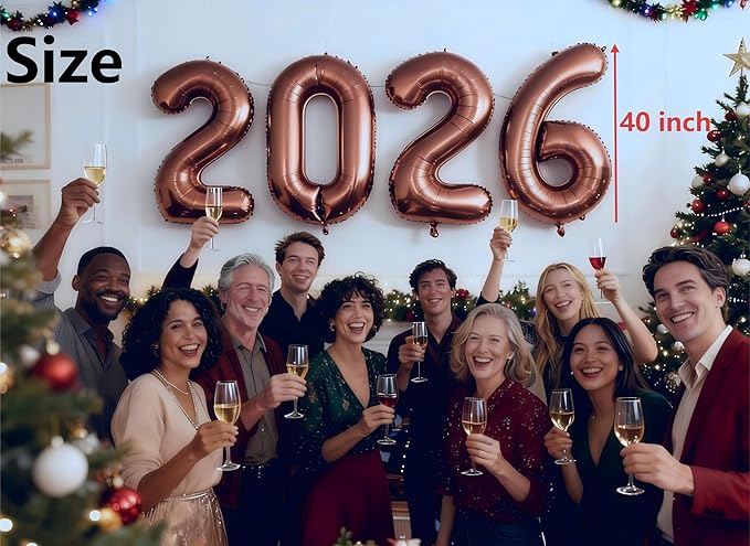 Coffee Brown 2026 Number Balloon, 40 Inch 2026 Balloons, New Years Eve Decorations, Coffee Brown Balloons Graduation Balloons, Mylar Balloon Party Supplies 2026