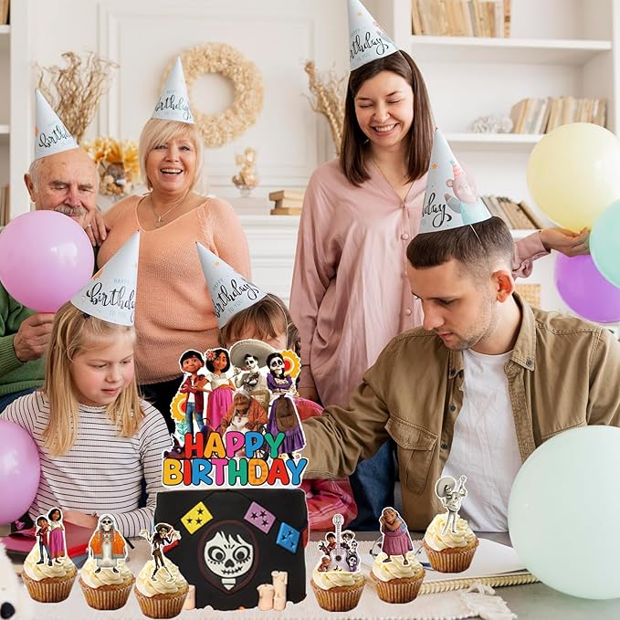 25pcs Coco Cake Topper and Cupcake Topper Set, Coco Birthday Party Supplies for Kids Cake Decorations Supplies