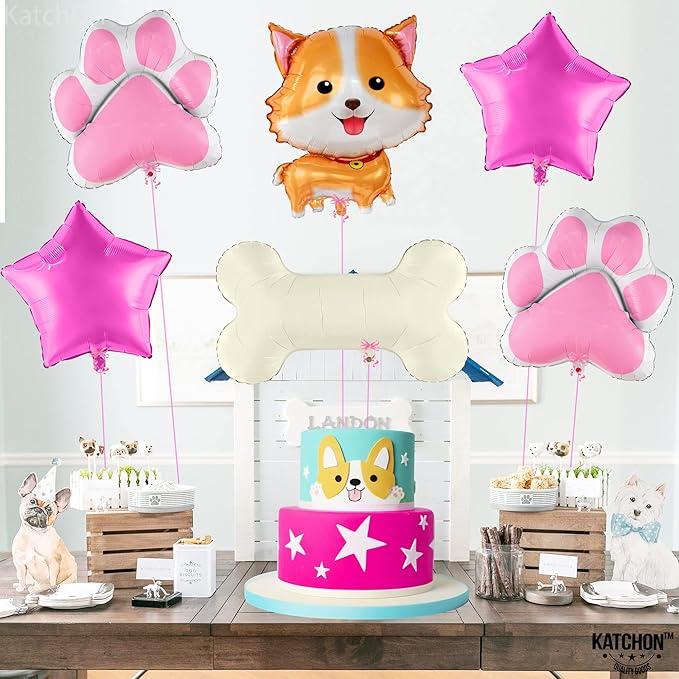 KatchOn Dog Balloon for Party - 28 Inch, Pack of 6 | Paw Balloons, Birthday Decorations | Party Supplies | Puppy Decorations