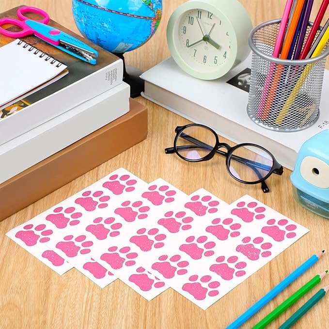 120 Pairs Pink Eye Black Bulk Tiger Paw Football Stickers Sport Glitter Eyeblack Sticker Team Spirit Accessories for University College Game Day Sports Fans Themed Party Supplies
