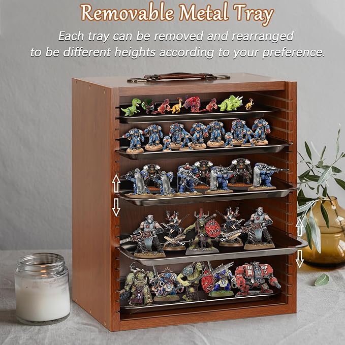 Miniature Display Case Display Cases for Collectibles Miniatures Storage Case Display Shelves Shelf for Collectibles for Mini Action Figures Valuable Collectibles or Crystal Stone (Brown)