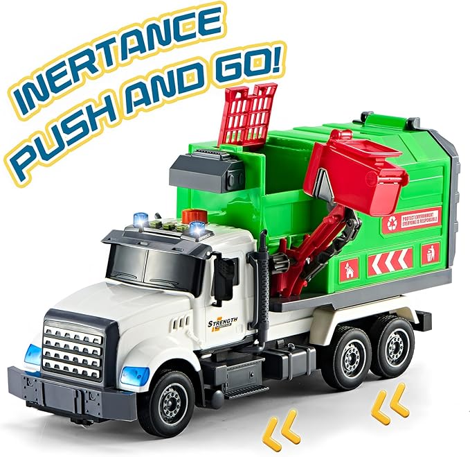 Large Garbage Truck Toys for 3 4 5 6 7 8 Year Old Boys, Lights and Sounds Truck Vehicles Toy for Kids Childs Toddlers Christmas Birthday Gift