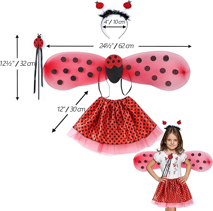 Seawhisper Princess Girls Dress Up Trunk Clothes for Kids Toddler Pretend Play Ladybug Bee Butterfly Costume Accessories