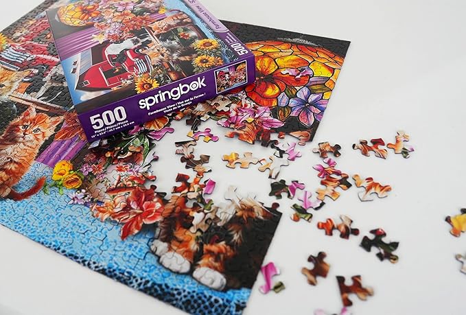 Springbok Farmhouse View 500 Piece Puzzle for Adults - Features a Colorful and Quaint Farmhouse Window View