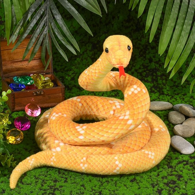 Snake Plush, Stuffed Snake Animal, 71 in Large Toy Snakes for Kids, Giant Stuffed Animals Snake, Lifelike Plush Snake for Birthday Present Party Prank Prop (Yellow)