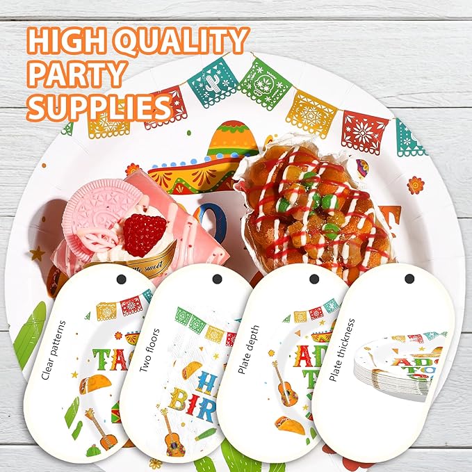 96Pcs Taco 40th Birthday Party Supplies Mexican Fiesta Adios To My 30s Plates and Napkins Disposable Mexican Tableware Sets for Adults Cinco De Mayo 40 Years Old Birthday Decorations,Serves 24﻿