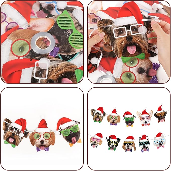 Hooqict Christmas Banner Decorations Christmas Dog Party Banner Garland for Kids Adults Dog Puppy Birthday Party Decorations Xmas Holiday Fireplace Mantel Hanging Decor