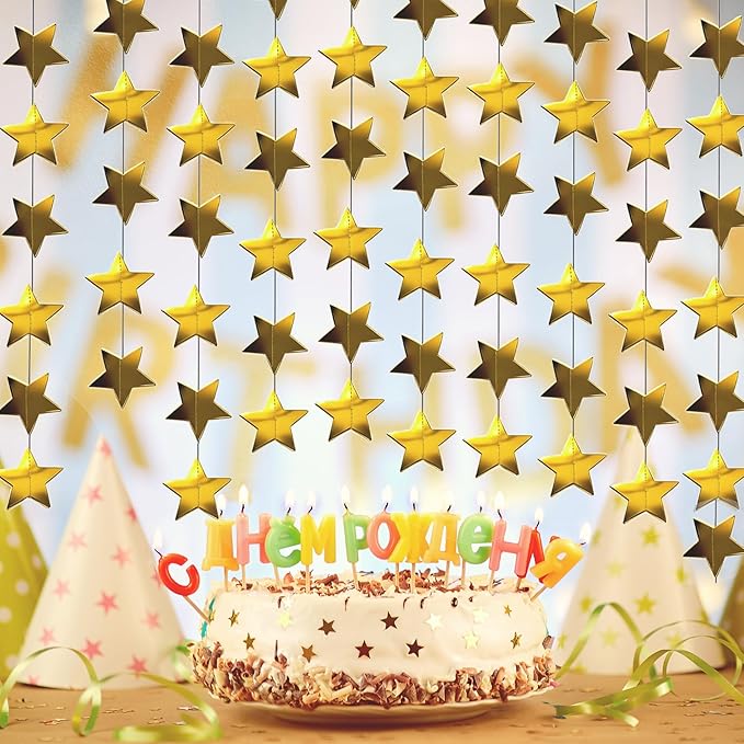 Birthday Decorations - Glitter Star Garland Banner 2026 Party Decor | Star Streamers Hanging Banner Twinkle Backdrop for Graduation Decorations Classroom Wedding Holiday Supplies 130 Feet
