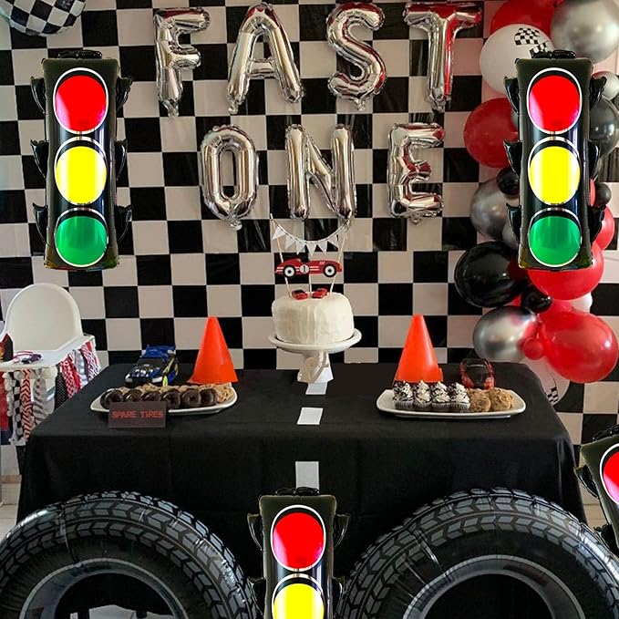 4Pcs Traffic Light Balloons for Race Car Birthday Party Decorations,Transportation Balloons for Kids Construction Vehicle Birthday Party Supplies
