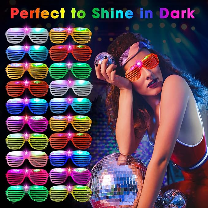 Honoson 120 Pcs LED Glasses Light Up Glasses Glow in the Dark Party Supplies Glow Sticks Sunglasses Neon Favors for Adult Wedding Birthday Rave Carnival (10 Color)
