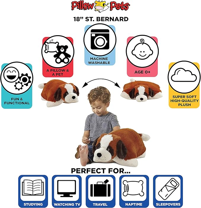 Pillow Pets Originals St. Bernard 18" Stuffed Animal Plush Toy