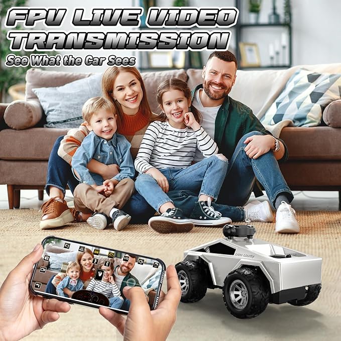 RC Cars with Camera Remote Control Truck with 720P HD FPV Camera, All-Terrain Remote Control Car with Body Light Rechargeable Battery, 1:28 RC Car Vehicle Toy Gifts for Adults Kids Boys Girls