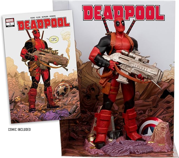 McFarlane Toys- Marvel Deadpool 1:6th Scale Collectible with Scene & Comic (Deadpool #1)