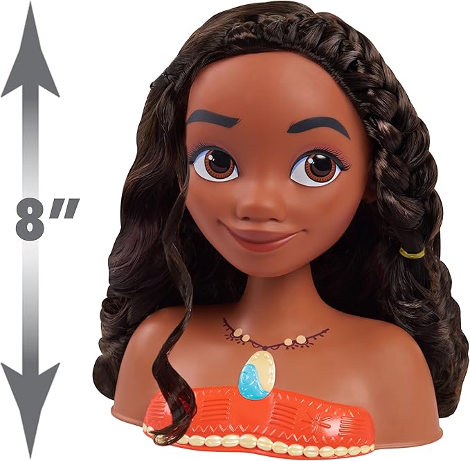 Disney Princess Moana Styling Head, 14-Pieces, Pretend Play, Kids Toys for Ages 3 Up by Just Play