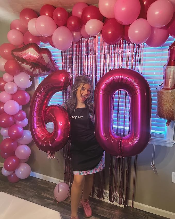 Hot Pink 6 Balloon, Number Balloons 40 Inch, 6th Balloons for Birthday Decorations, Hot Pink Party Supplies 6 Birthday Balloon, Number 6 Balloon