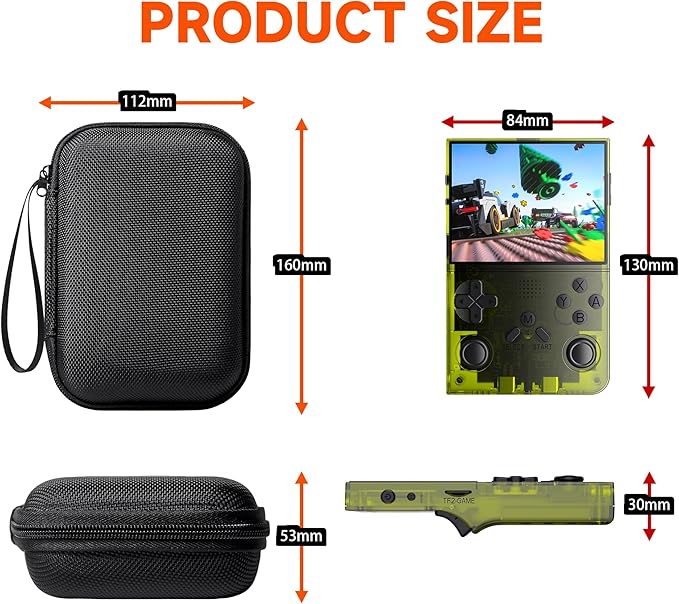 R40 Retro Handheld Game Console with Storage Case - Open Source System,3.5" IPS Screen, 18,000+ Classic Games, 128G TF Card, 3000mAh Battery, Portable Gaming Player for Travel, Yellow