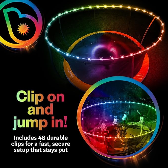 Brightz Above-The-Net Trampoline Lights - Fits All Trampolines up to 16 ft - Motion Activated with 3 Color Modes - Fun Trampoline Accessories - Christmas Gifts Stocking Stuffers for Kids, Boys, Girls