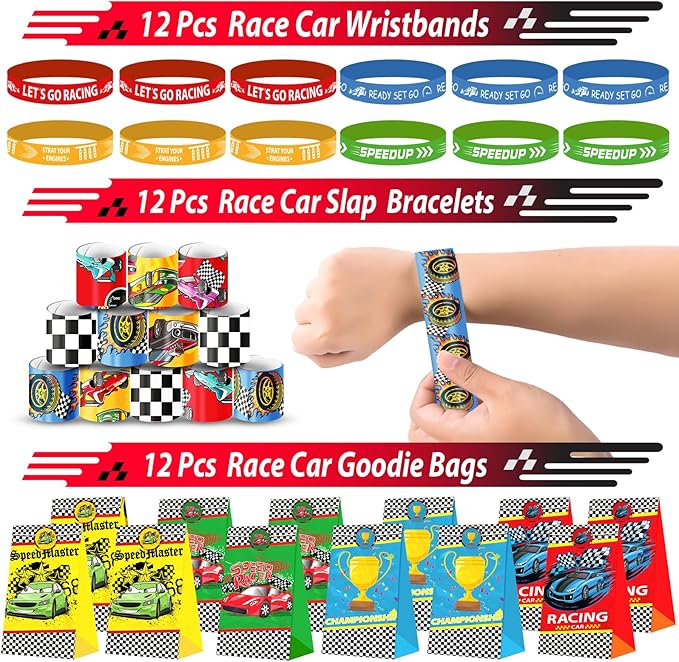 232PCS Race Car Birthday Party Favors Decorations Supplies Goodie Bag Stuffer Pinata Filler, Cars Themed Favors for Wheel Birthday Decorations