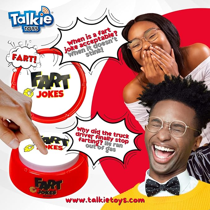 Fart Jokes Button - 40 Funny Jokes and Sounds - Hilarious Talking Toy for Office Humor, Games and More
