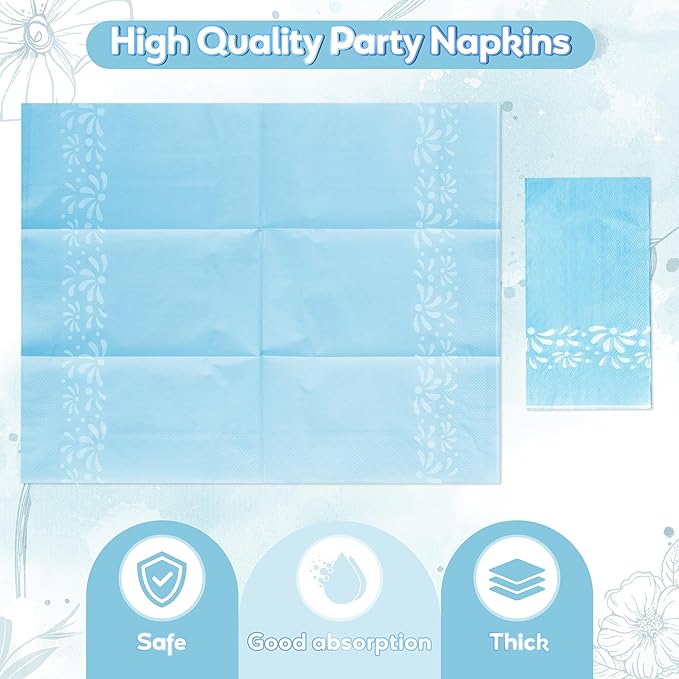 96Pcs Blue Platos De Barro Mexicanos Cielito Lindo Terracotta Clay Party Plates Supplies Tableware Decorations Disposable Paper Plates Napkins Forks for Birthday Baby Shower, Serves 24