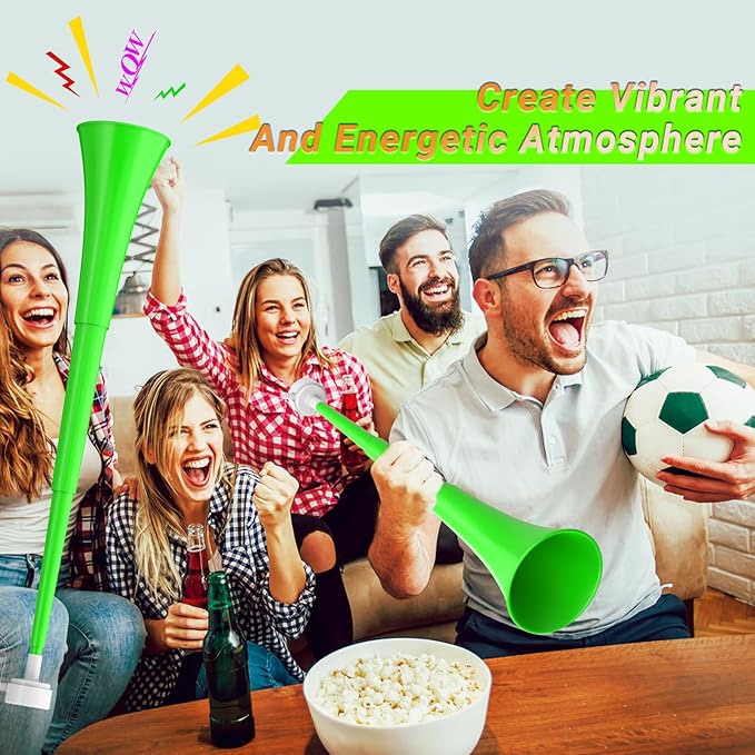 Collapsible Stadium Horn 24 Inch Vuvuzela Plastic Trumpet Blow Horns Noisemakers Loud Sound Soccer Cheer Horn for Sporting Events Graduation Games School Party Supplies Favors Accessories